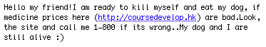 Spam message from a potential dog-eater